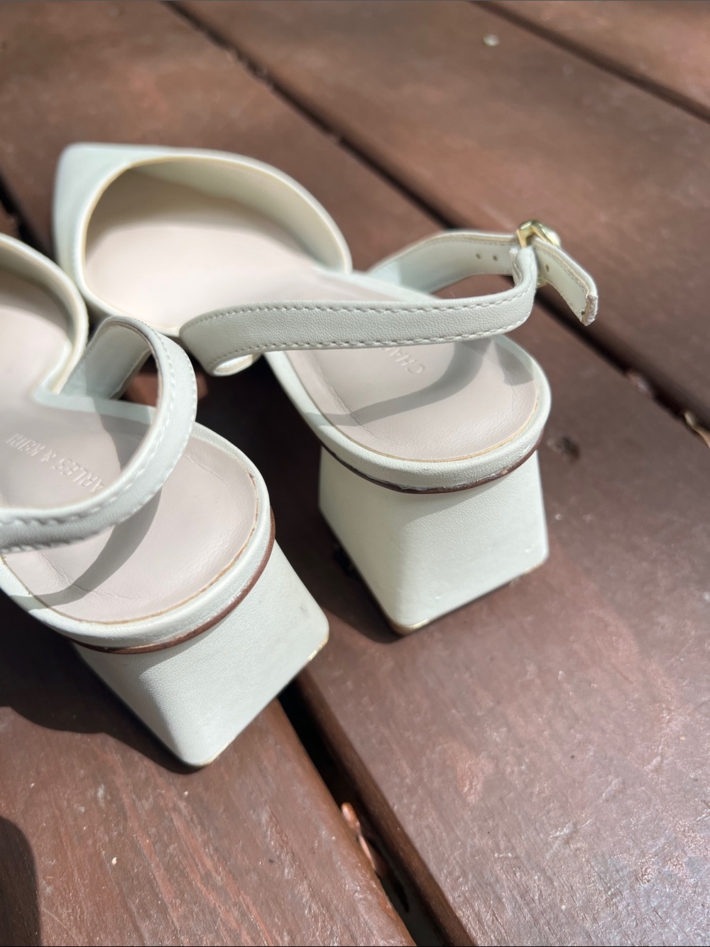 Charles & Keith • Katarina Metallic-Heel Slingback Pumps - Chalk - Picture 9 of 13